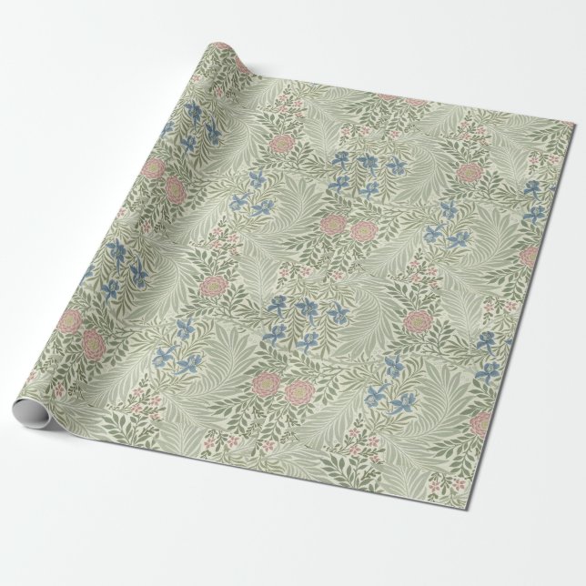 Papel De Presente William Morris Larkspur Floral Wallpaper (Desenrolado)