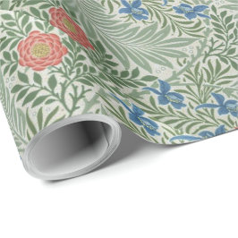 Papel De Presente William Morris Larkspur Verde Floral Azul