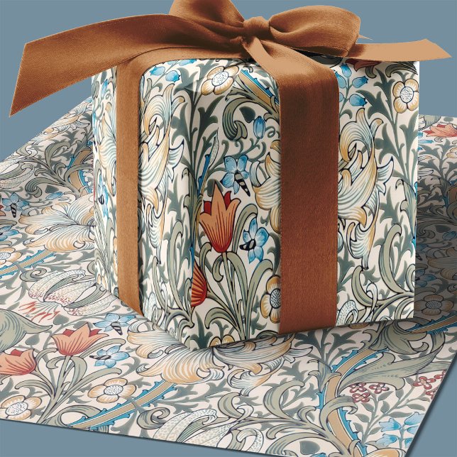 Papel De Presente William Morris Lily Art Nouveau Padrão Floral (Criador carregado)
