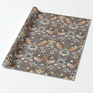 Papel De Presente William Morris Morango Furtado Carvão Ocre