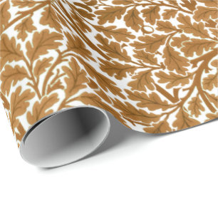 Papel De Presente William Morris Oak Folhas, Rust Brown e White