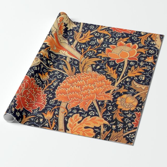 Papel De Presente William Morris Orange Cray (Desenrolado)