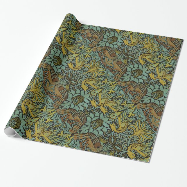 Papel De Presente William Morris Peacock Dragon Wallpaper (Desenrolado)