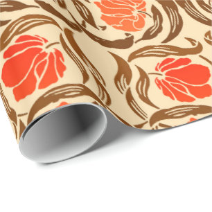 Papel De Presente William Morris Pimpernel, Mandarin Orange & Brown