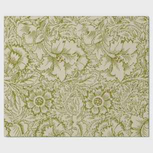 Papel De Presente William Morris Poppy Classic Floral Green