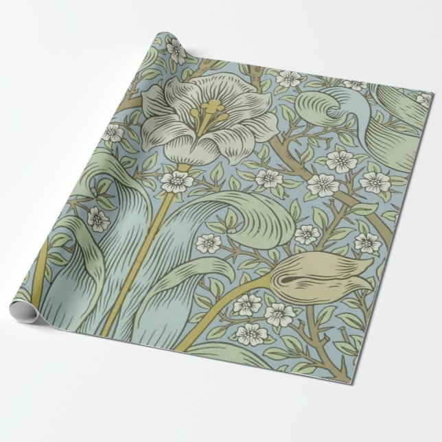 Papel De Presente William Morris Primavera Thicket: Floral Antiquado (Desenrolado)