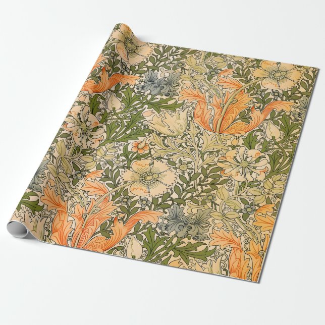 Papel De Presente William Morris Spring Compton Flower Festival (Desenrolado)