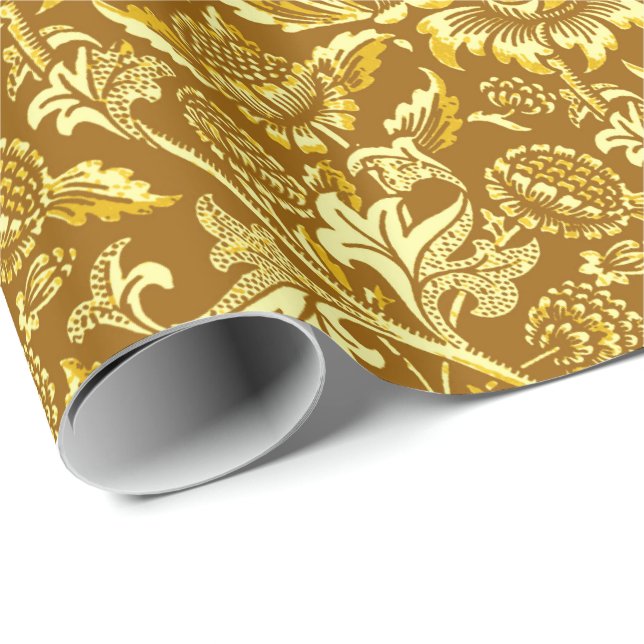 Papel De Presente William Morris Sunflower, amarelo-mostarda (Ponta do rolo)
