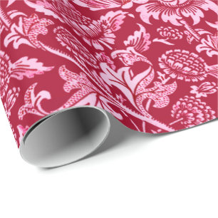 Papel De Presente William Morris Sunflower, Borgonha e Rosa