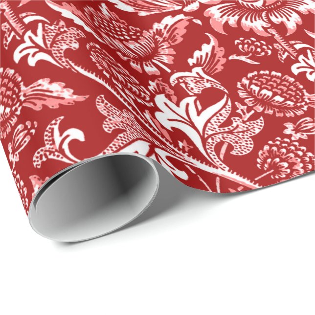 Papel De Presente William Morris Sunflower, Deep Red e White (Ponta do rolo)