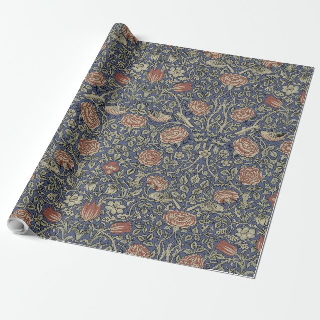 Papel De Presente William Morris Tudor Rosa Wallpaper (Desenrolado)