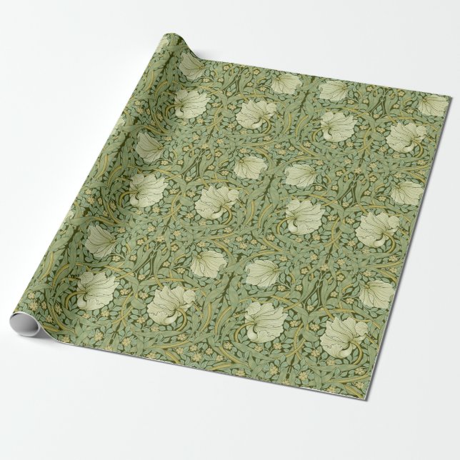 Papel De Presente William Morris Vintage Pimpernel Floral (Desenrolado)