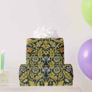 Papel De Presente William Morris Violeta Columbina Azul Marinho Flor