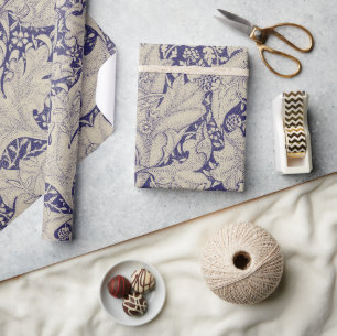 Papel De Presente William Morris Wallflower Blue damask