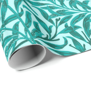 Papel De Presente William Morris Willow Bough, Turquoise e Aqua