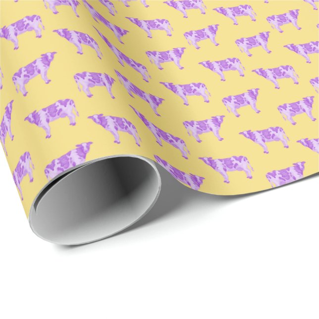 Papel De Presente Williams College Ephs Purple Cows Wrapping Paper (Ponta do rolo)
