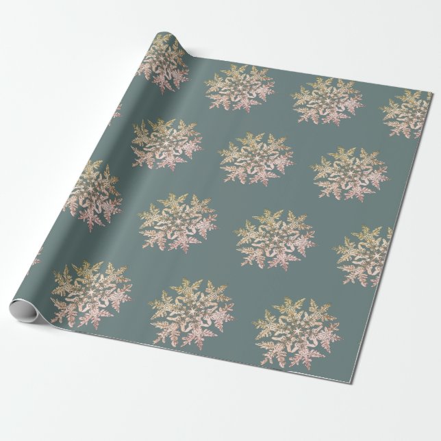 PAPEL DE PRESENTE WILSON BENTLEY SNOWFLAKE EM CINZAS AZUIS (Desenrolado)