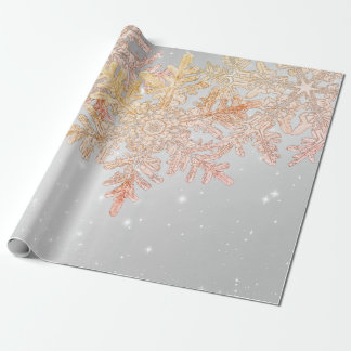 PAPEL DE PRESENTE WILSON BENTLEY SNOWFLAKS PINK E CINZA
