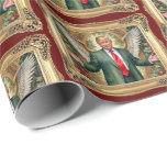Papel De Presente Winged MAGA Trump Vintage Style Natal Luxo<br><div class="desc">Neste rolo de papel de embrulho de MAGA de Natal,  Trump está vestindo asas de anjo,  ou asas de águia?</div>