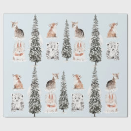 Papel De Presente Winter Animals Icy Blue Baby Shower