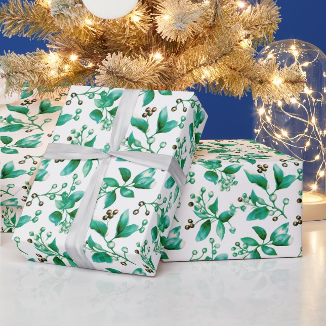 Papel De Presente Winter Berries Winter Greenere Moderno Natal (Feriados)