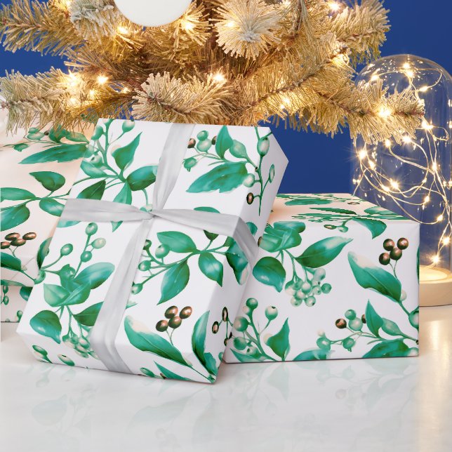 Papel De Presente Winter Berries Winter Greenere Moderno Natal (Feriados)