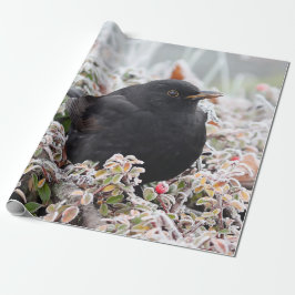 Papel De Presente Winter Blackbird