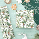 Papel De Presente Winter Chickadee Woodland Pattern<br><div class="desc">Perfect for holiday gift wrapping,  this Christmas pattern features cute chickadees perched on pine boughs.
*If you would like design tweaks or want the design on more products,  please contact me through Zazzle.</div>