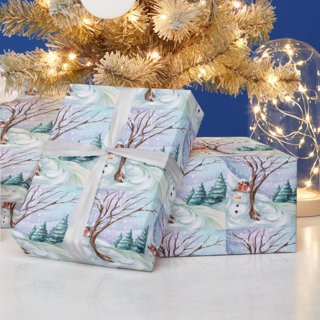 Papel De Presente Winter Day Snowman (Feriados)