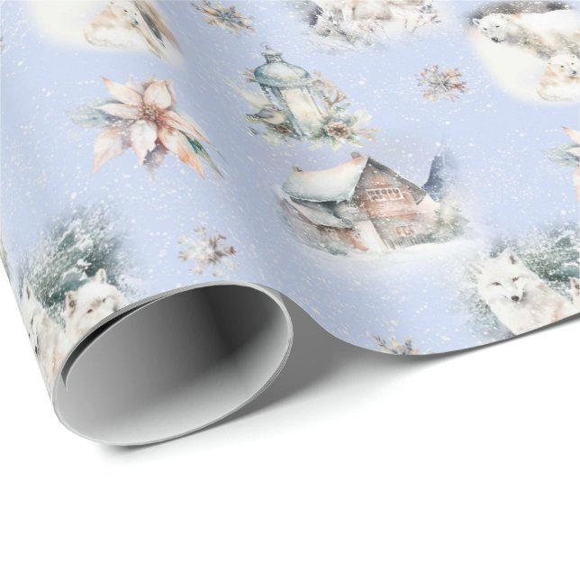 Papel De Presente Winter Forest Watercolor Wrapping Paper (Ponta do rolo)