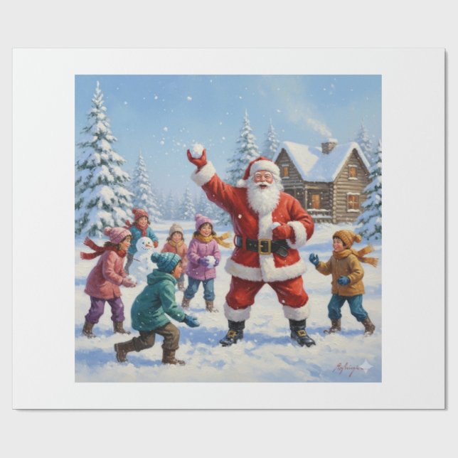 Papel De Presente Winter Joy with Santa Claus (Aberto)