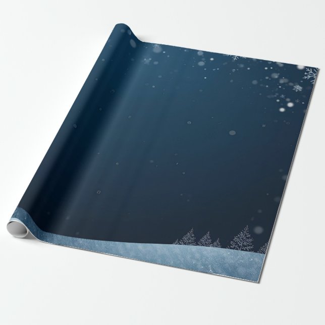 Papel De Presente Winter Magic – Enchanted Snowy Night Design (Desenrolado)