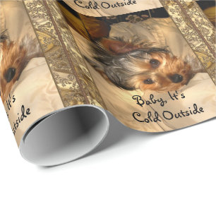 Papel De Presente Winter Nights Yorkie Elegant