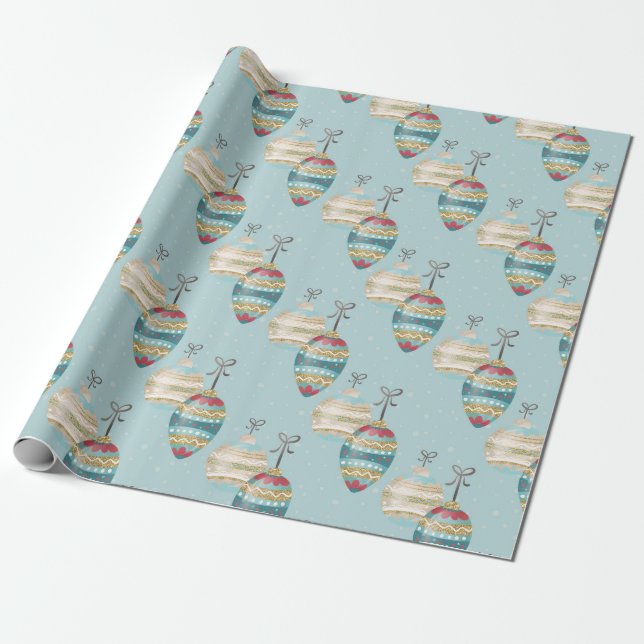 Papel De Presente Winter Ornament Christmas Wrapping Paper (Desenrolado)