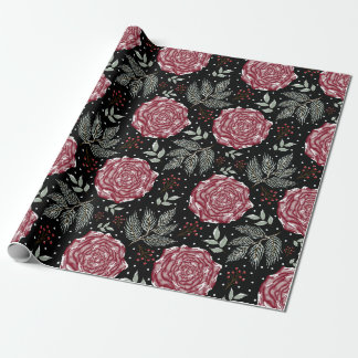 Papel De Presente Winter Rose Flower 