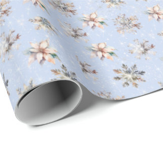 Papel De Presente Winter Snowflakes and Sparkles Wrapping Paper