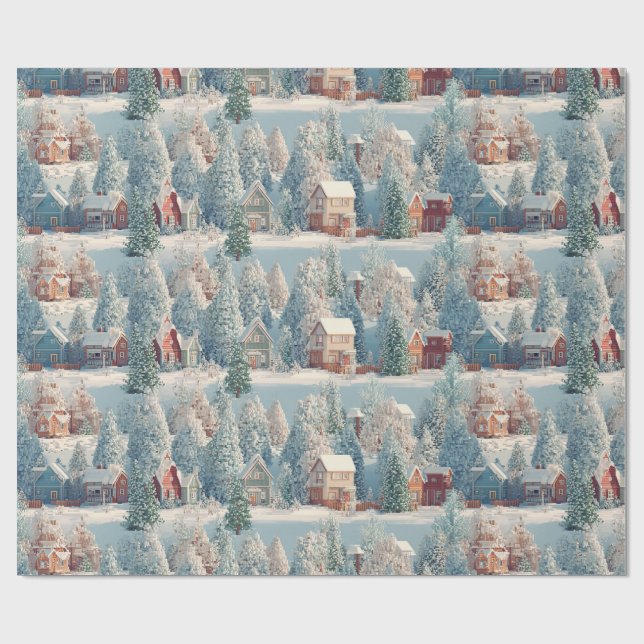 Papel De Presente Winter Wonderland Voxel Art (Aberto)