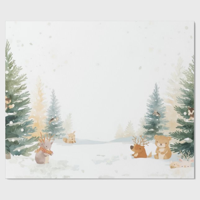 Papel De Presente Winter Woodland Wrapping Paper – Snowy Pines (Aberto)
