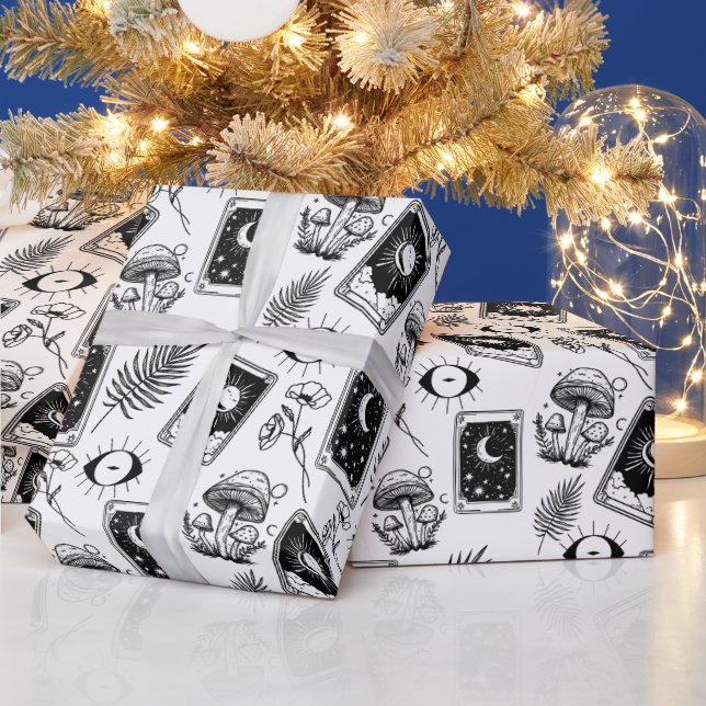 Papel De Presente Witchy Tarot Botanical Mushroom (Feriados)