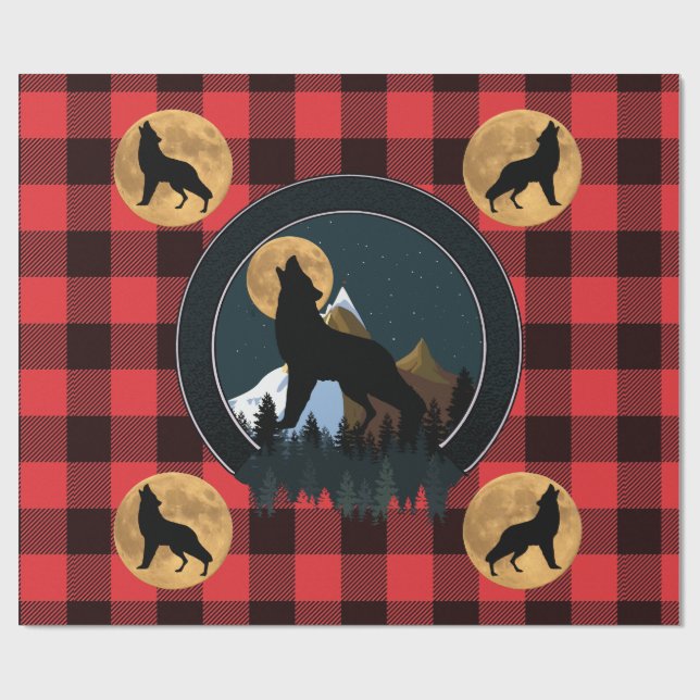 Papel De Presente Wolf Howling Full Moon (Aberto)