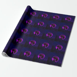 PAPEL DE PRESENTE WOLF HOWLING MOON MAGENTA