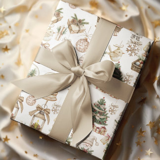 Papel De Presente Wonderland de inverno com aves e ornamentos