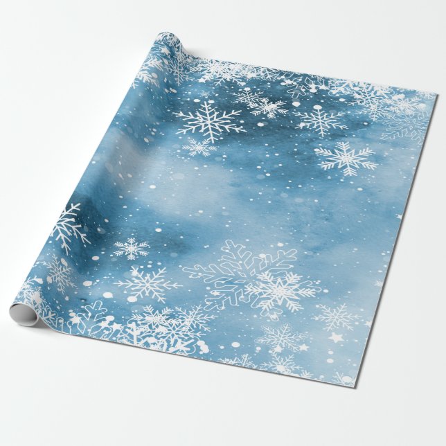 Papel De Presente Wonderland de inverno,Feriado Azul de Neve (Desenrolado)