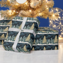 Papel De Presente Wonderland Inverno Espumando Árvores de Natal