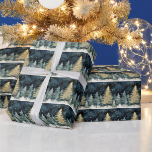 Papel De Presente Wonderland Inverno Espumando Árvores de Natal