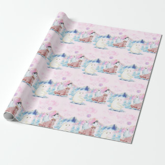 Papel De Presente Wonderland Polar Bears and Penguins Scense