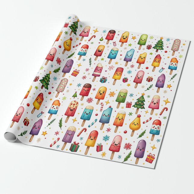Papel De Presente Wonderland, Popsicle de inverno (Desenrolado)