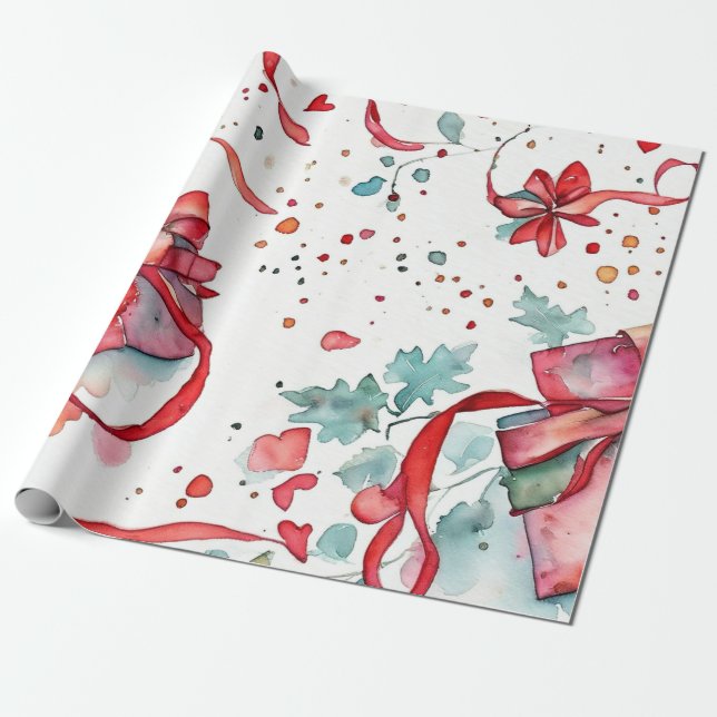 Papel De Presente Wonderland Red Ornament Wrappaper (Desenrolado)