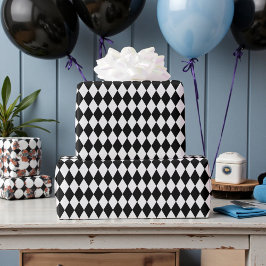 Papel De Presente Wonderland with Black White Diamonds Birthday