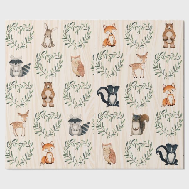 Papel De Presente Woodland Baby Forest Animal (Barra)